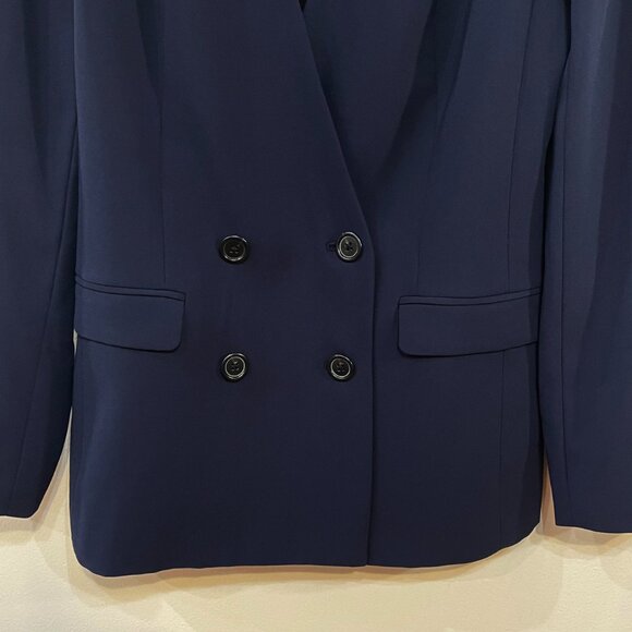New J.Crew Collarless Double-Breasted Crepe Blazer Navy Blue 2 $298 - Picture 6 of 9